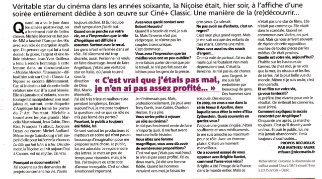 Michele Mercier, Nice Matin
