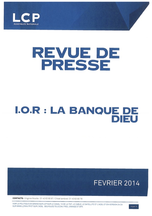 Revue de Presse IOR la banque de Dieu 1