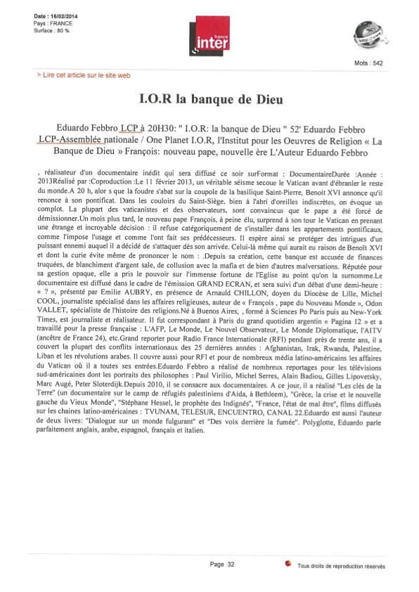 Revue de Presse IOR la banque de Dieu 11