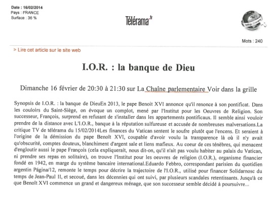 Revue de Presse IOR la banque de Dieu 14