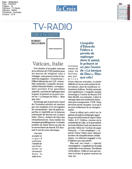 Revue de Presse IOR la banque de Dieu 15