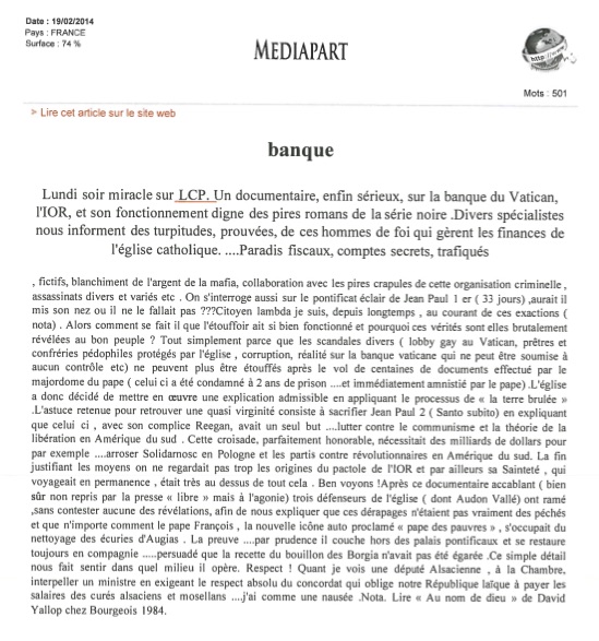 Revue de Presse IOR la banque de Dieu 16