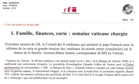 Revue de Presse IOR la banque de Dieu 18