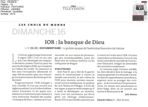 Revue de Presse IOR la banque de Dieu 2
