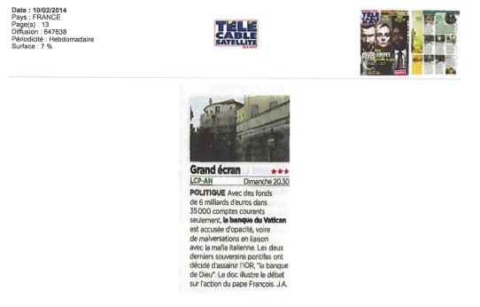 Revue de Presse IOR la banque de Dieu 3