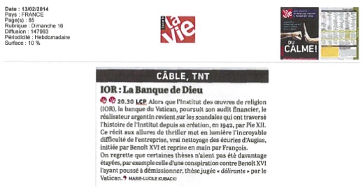 Revue de Presse IOR la banque de Dieu 6